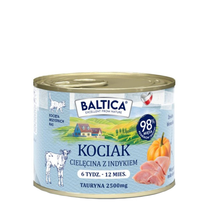 Baltica Kitten Cielęcina z indykiem karma mokra 185g