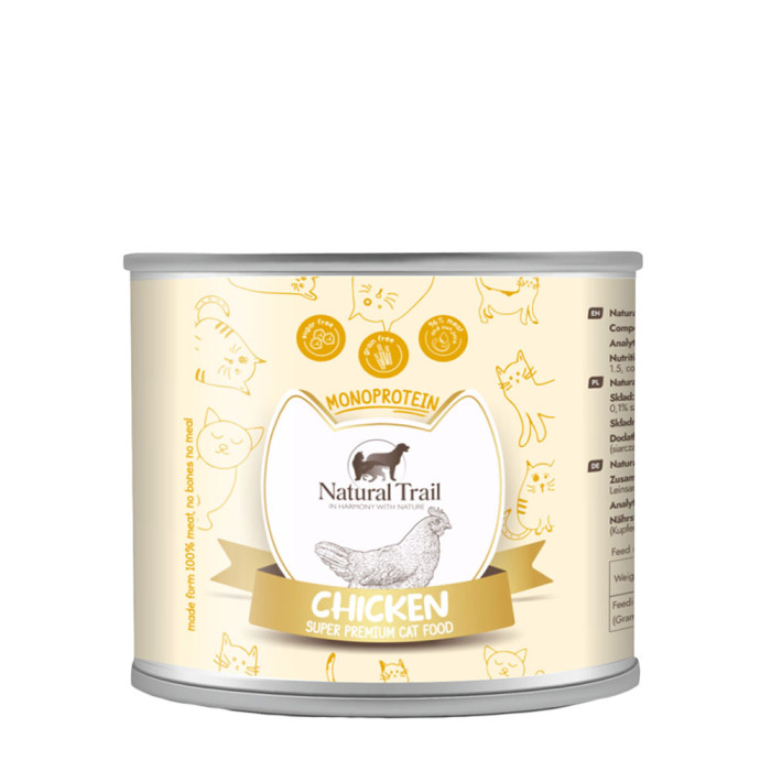 Natural Trail Kurczak 185g - monobiałkowa karma mokra dla kotów