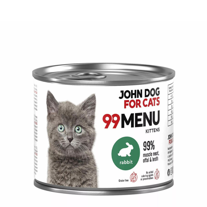 John Dog Kocięta królik 99 Menu 200g - karma mokra dla kotów