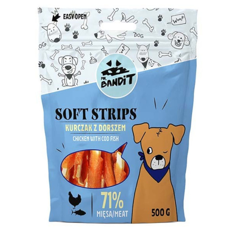 Mr. Bandit Soft Strips kurczak z dorszem 500g