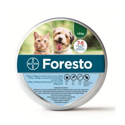 Bayer Foresto Obroża przeciw pchłom i kleszczom dla psów i kotów poniżej 8 kg