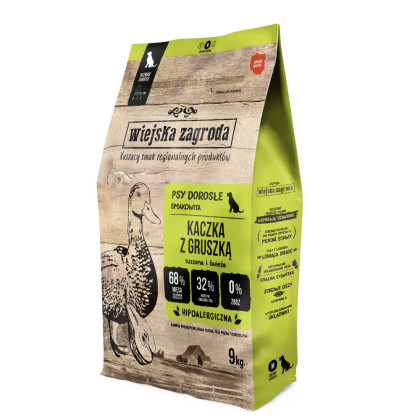 Wiejska Zagroda Kaczka z gruszką Sucha karma dla psów 9kg chrupki M
