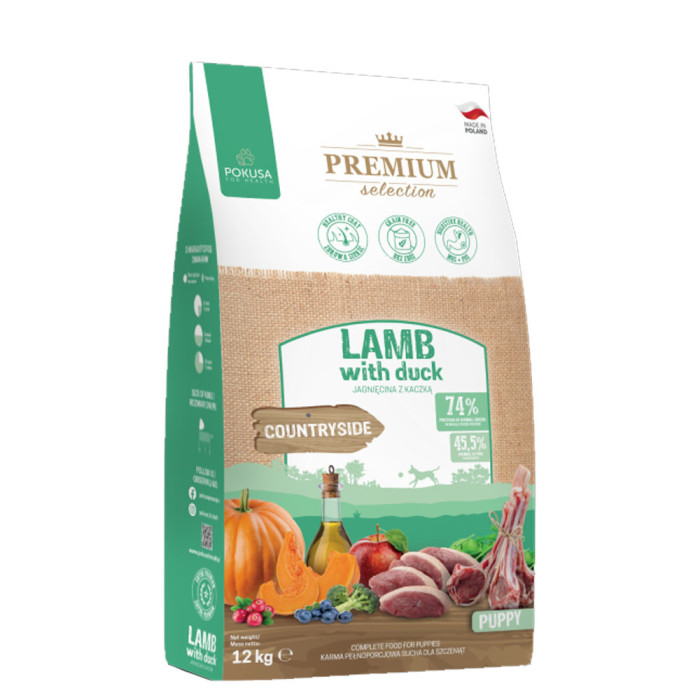 Pokusa Premium Selection - karma sucha jagnięcina z kaczką dla szczeniąt 12 kg