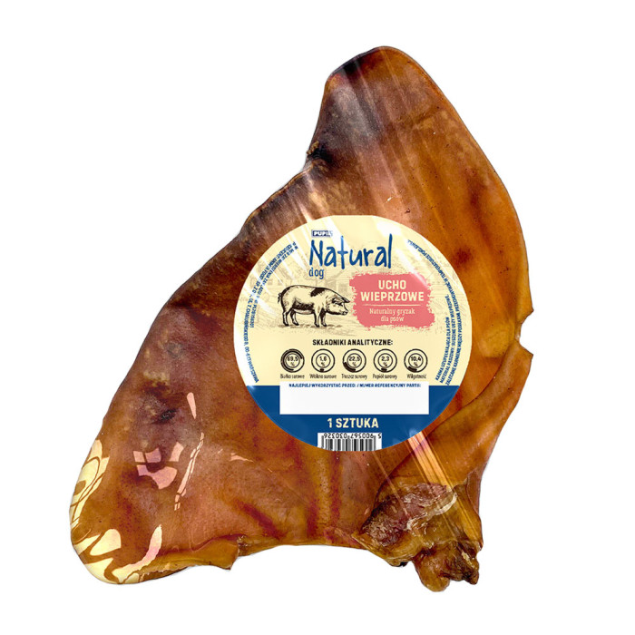 NATURAL ucho wieprzowe suszony gryzak dla psa 1 sztuka
