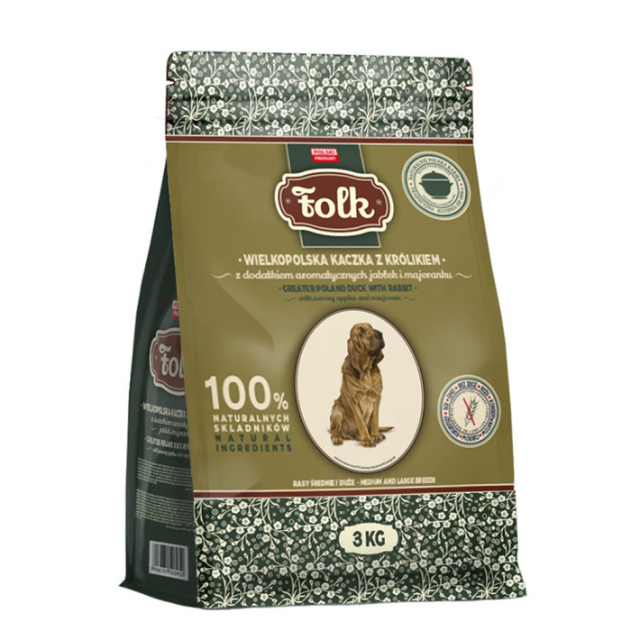 FOLK Wielkopolska kaczka z królikiem z dodatkiem aromatycznych jabłek i majeranku 3 kg psy średnie i duże