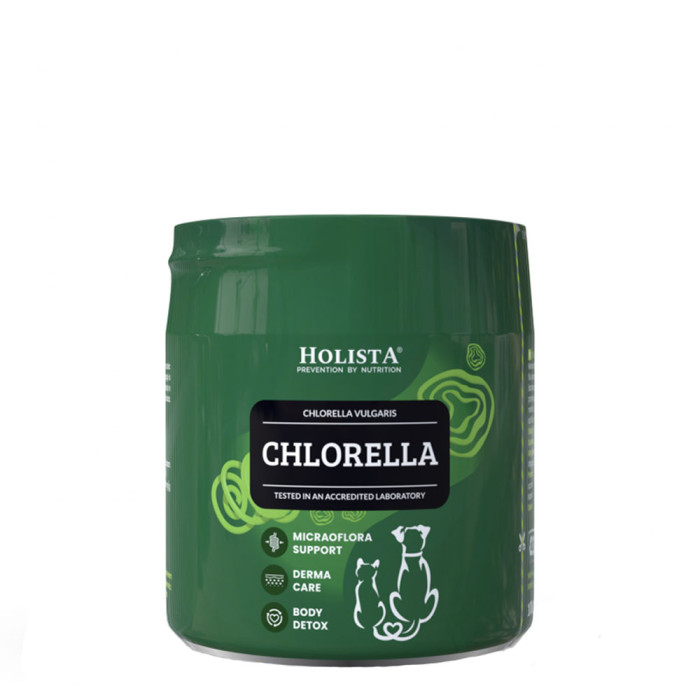 Holista Chlorella alga dla psa i kota 100g poprawia zapach skóry, wspiera mikroflorę, detoksykacja organizmu