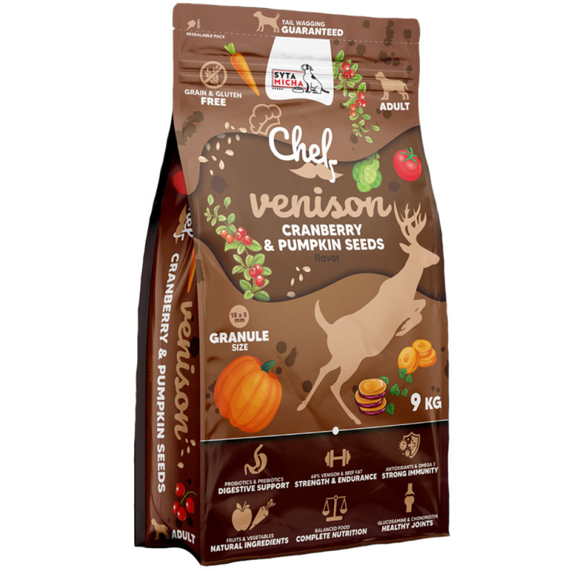 Syta Micha Dziczyzna, żurawina sucha karma dla dorosłego psa 9kg