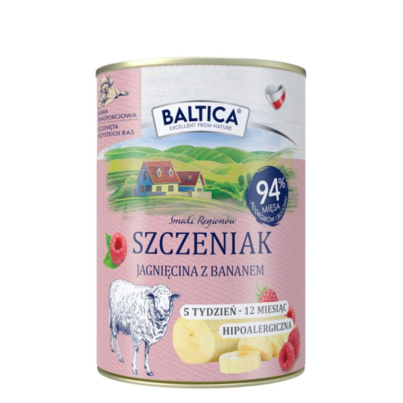 Baltica Junior Jagnięcina z bananem mokra karma dla szczeniąt 400g