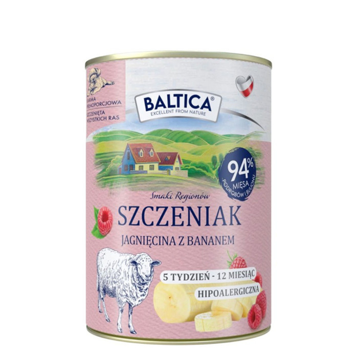 Baltica Junior Jagnięcina z bananem mokra karma dla szczeniąt 400g