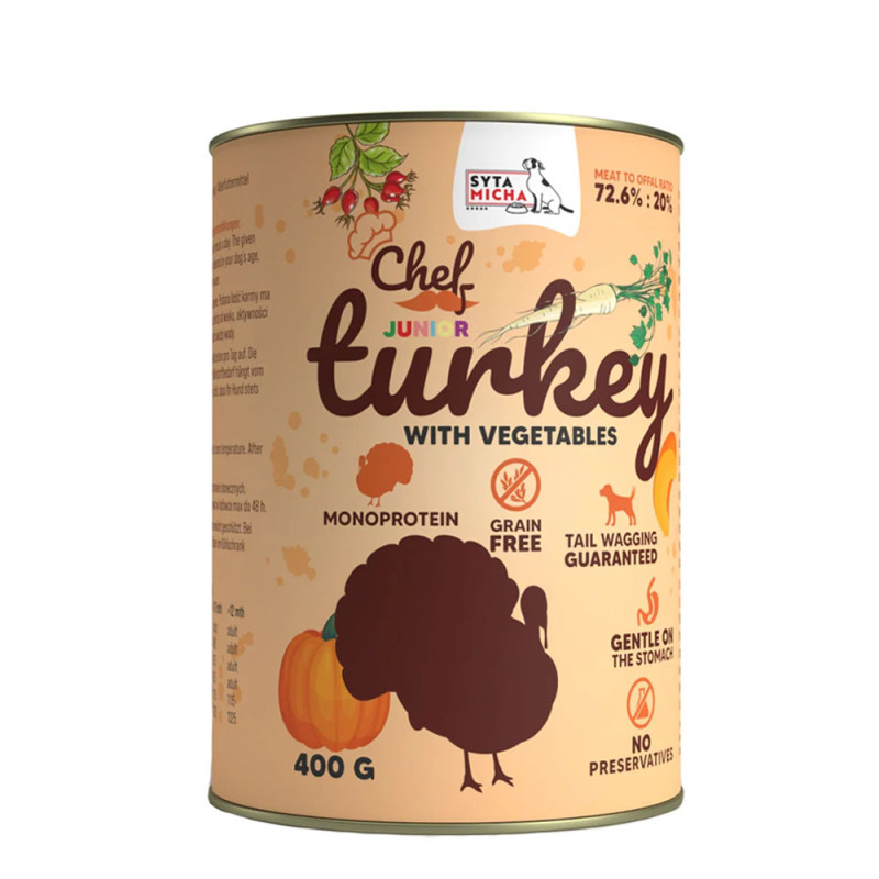 Syta Micha Junior Indyk z warzywami karma mokra dla szczeniąt 400g