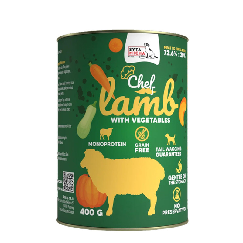 Syta Micha Jagnięcina z warzywami karma mokra dla psa 400g