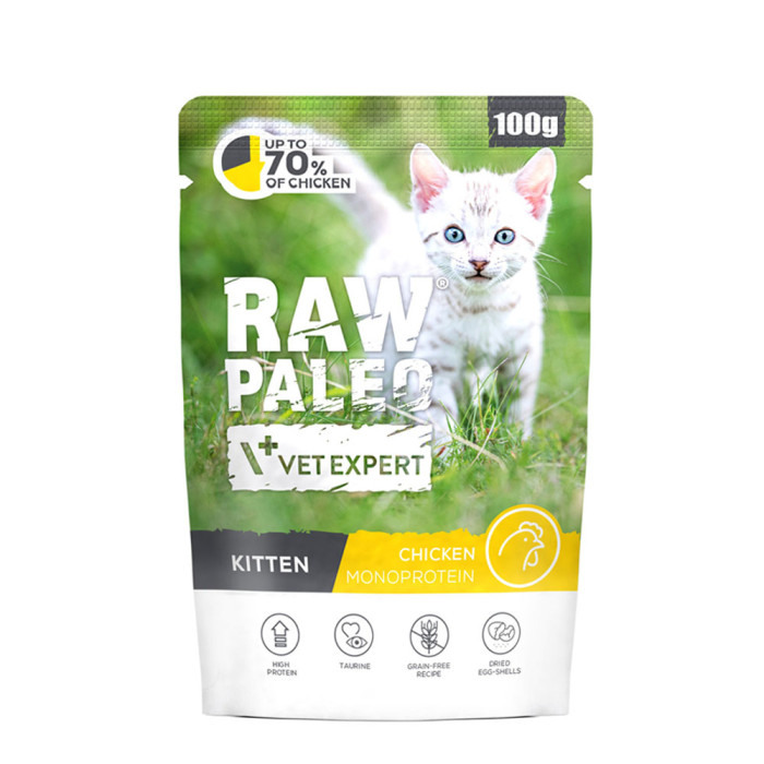 Raw Paleo Kitten mokra karma dla kociąt Kurczak 100g
