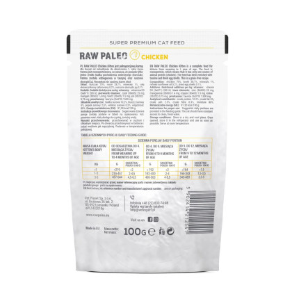 Raw Paleo Kitten mokra karma dla kociąt Kurczak 100g