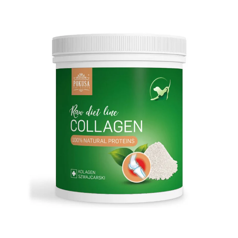 Pokusa RawDietLine Kolagen w proszku dla psów i kotów, Profilaktyka aparatu ruchu produkt 200g