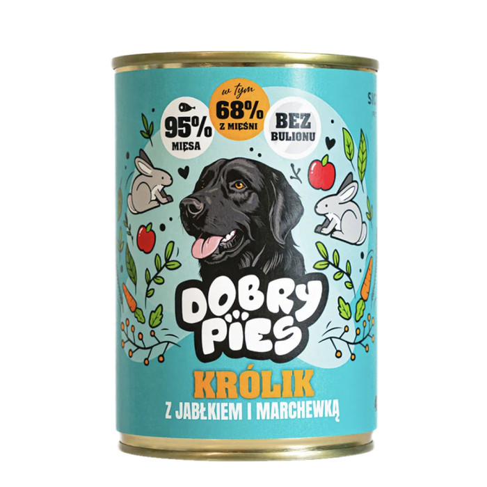 Dobry Pies Królik i Indyk z Jabłkiem i Marchewką mokra karma dla psa 400g