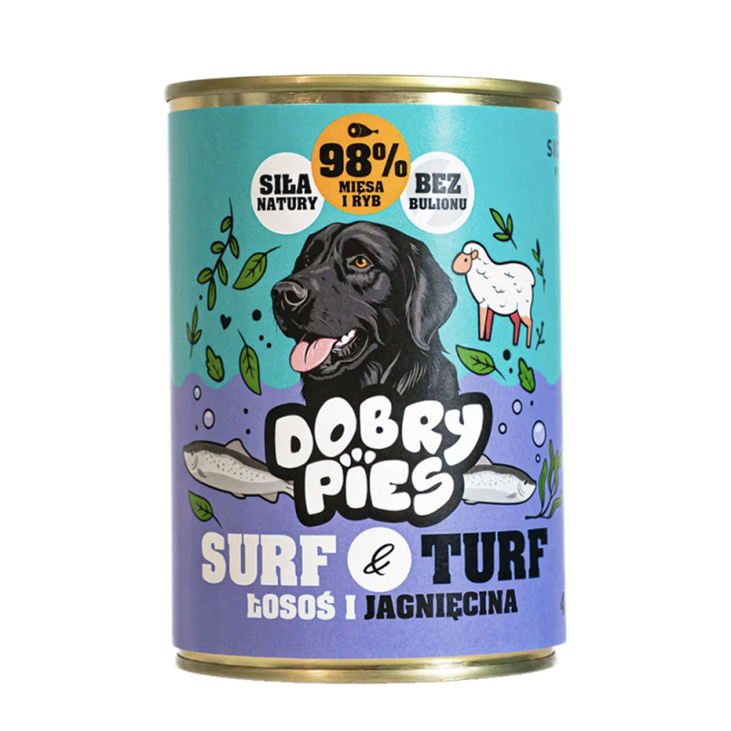 Dobry Pies Surf&Turf Łosoś  i Jagnięcina z Koprem Włoskim mokra karma dla psa 400g