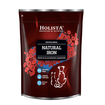 Holista Hemoglobina naturalne żelazo dla psa i kota 600g niezbędnik diety BARF, zalecane w przypadku zdiagnozowanej anemii