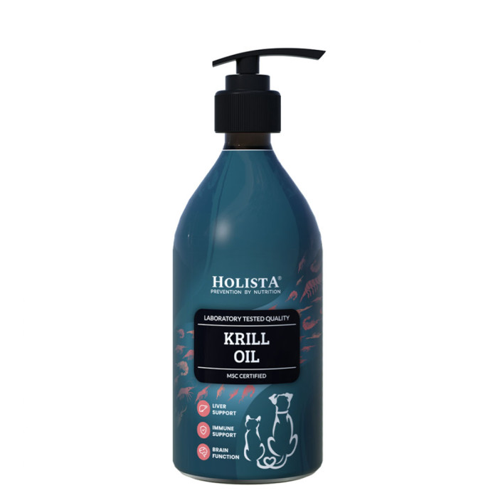 Holista Pets Krill Oil Olej z kryla dla psów i kotów Wygodna aplikacja poprzez pompkę produkty  400ml