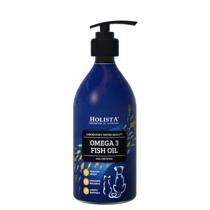 Holista Pets Omega3 Fish Oil Olej z dziko żyjących ryb morskich dla psów i kotów 500ml