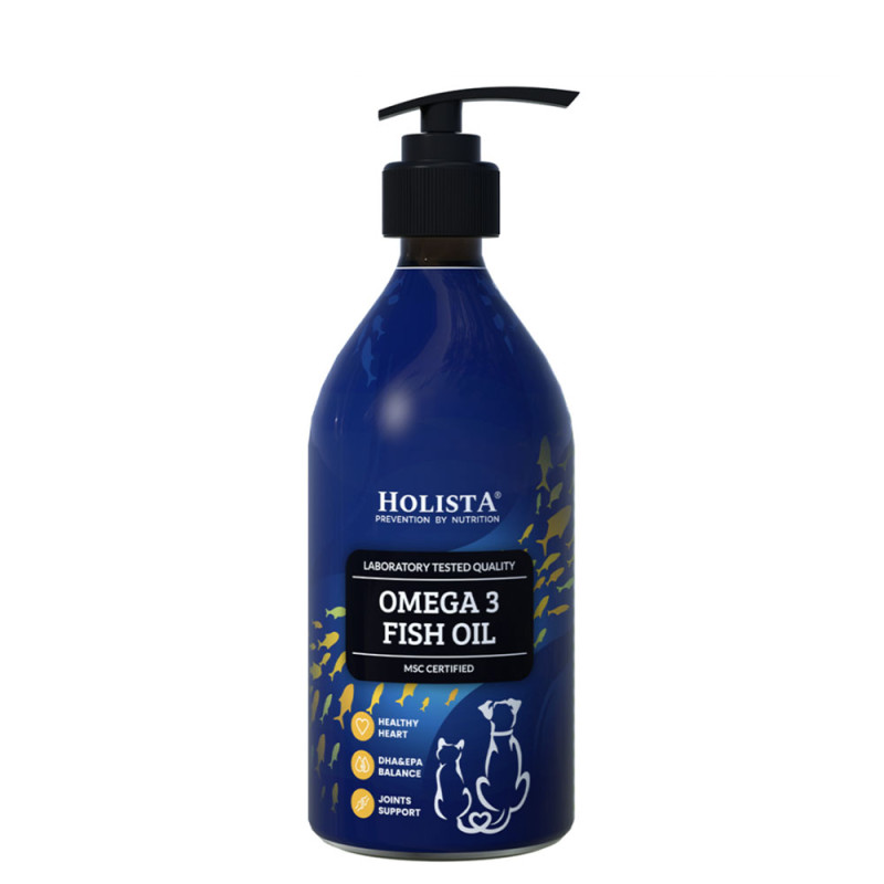 Holista Pets Omega3 Fish Oil Olej z dziko żyjących ryb morskich dla psów i kotów 500ml