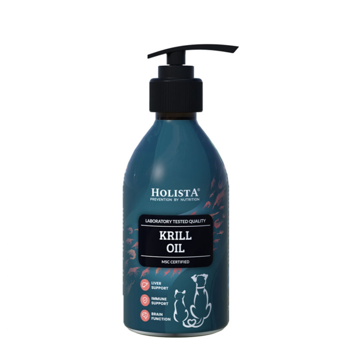 Holista Pets Krill Oil Olej z kryla dla psów i kotów Wygodna aplikacja poprzez pompkę produkty  200ml