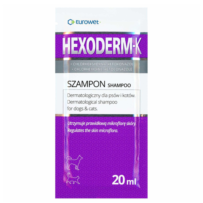 Eurowet Hexoderm-k Szampon dermatologiczny dla psów i kotów Saszetka 20ml