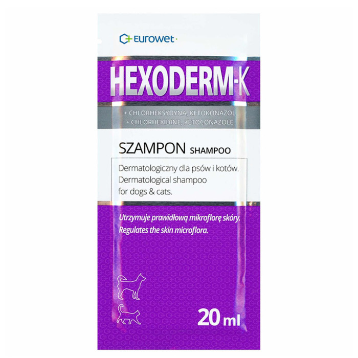Eurowet Hexoderm-k Szampon dermatologiczny dla psów i kotów Saszetka 20ml