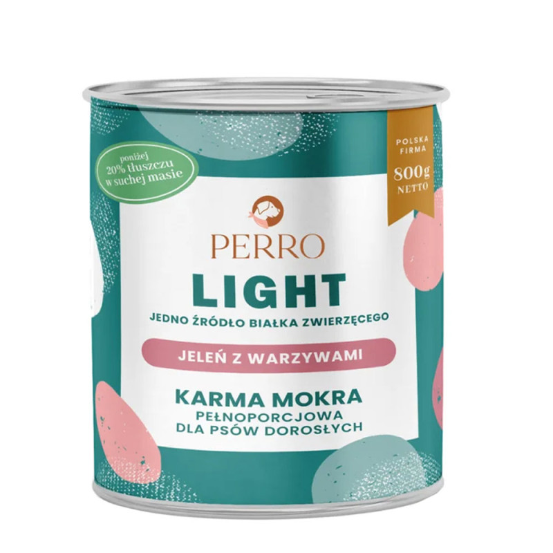 Perro Light Jeleń z warzywami 800g monobiałkowa karma mokra dla psa
