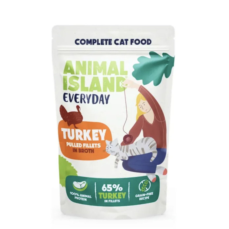 Animal Island Szarpane Fileciki z Indyka w Rosole mokra karma dla kota 85g