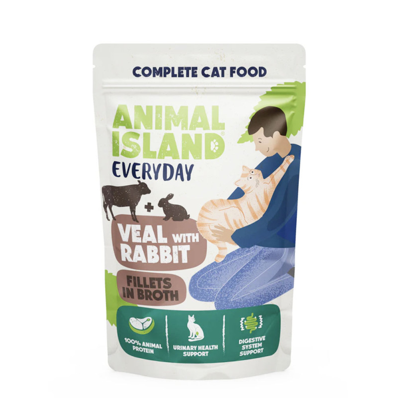 Animal Island Fileciki w rosole Cielęcina z Królikiem mokra karma dla kota 85g
