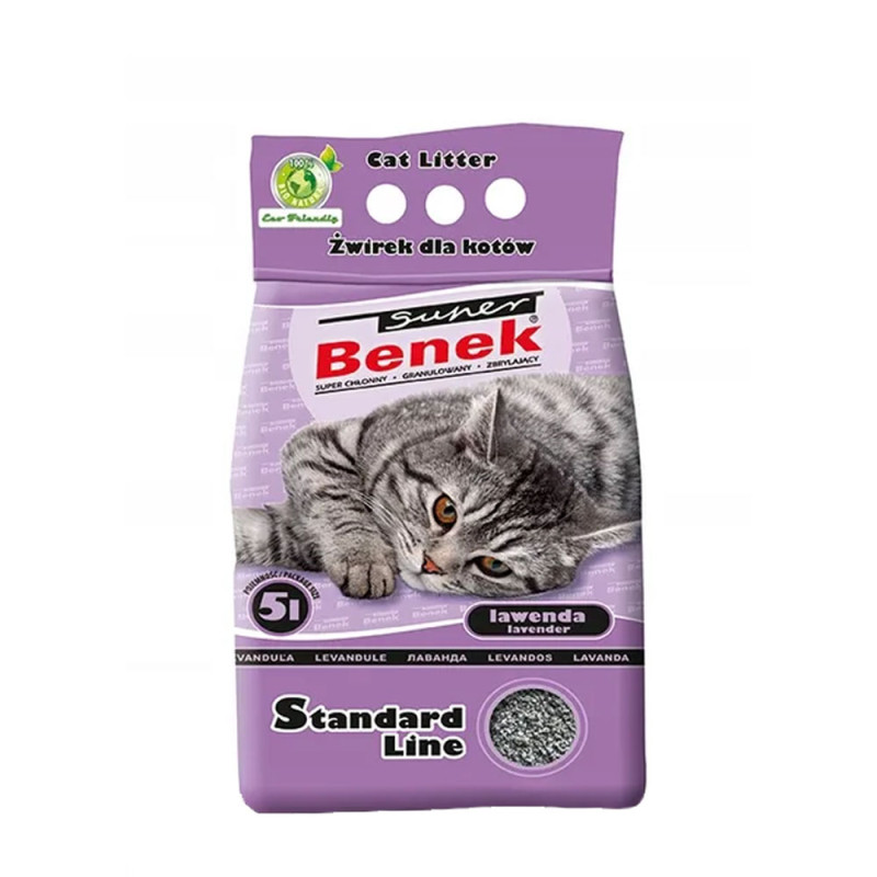 Żwirek bentonitowy Super Benek Standard Lawenda 5L Active