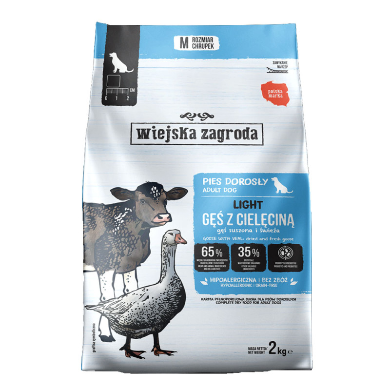 Wiejska Zagroda LIGHT Gęś z cielęciną sucha karma dla psów 2kg