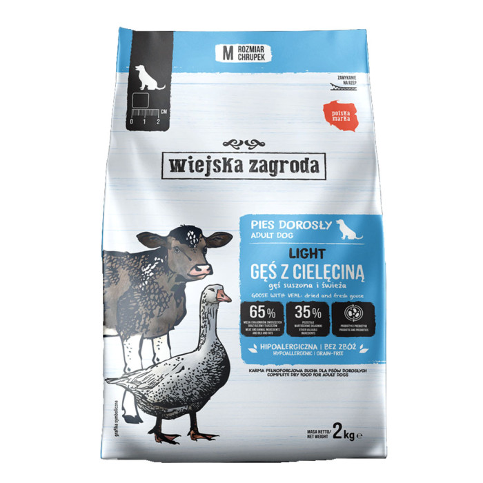 Wiejska Zagroda LIGHT Gęś z cielęciną sucha karma dla psów 2kg