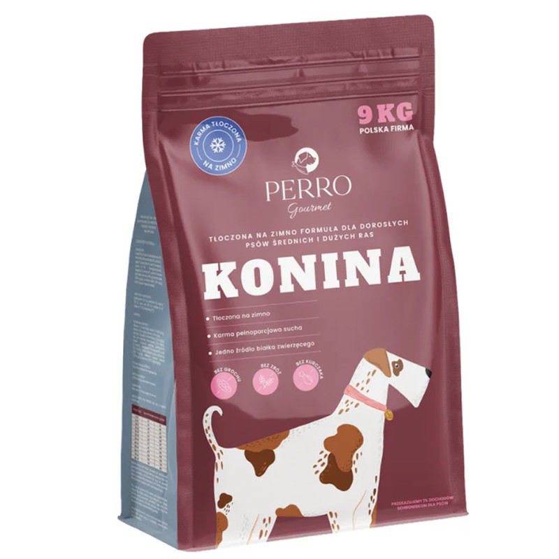 Perro Gourmet Konina Karma tłoczona na zimno, rasy średnie i duże 9kg