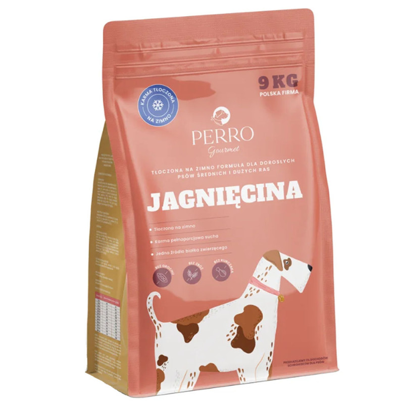Perro Gourmet Jagnięcina Karma tłoczona na zimno, rasy średnie i duże 9kg