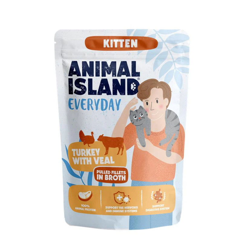 Animal Island Fileciki w Rosole Indyk z Cielęciną mokra karma dla kociąt 85g