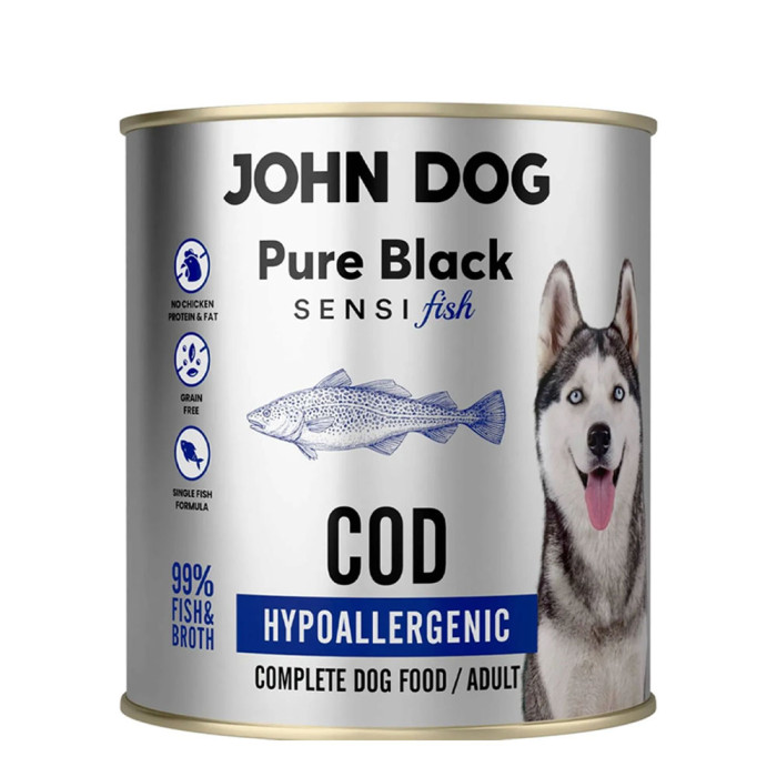 John Dog Pure Black Sensi Dorsz 800g - mokra karma monobiałkowa dla psa