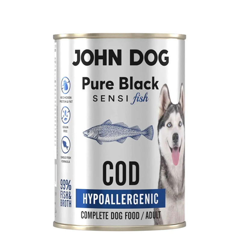 John Dog Pure Black Sensi Dorsz 400g - mokra karma monobiałkowa dla psa