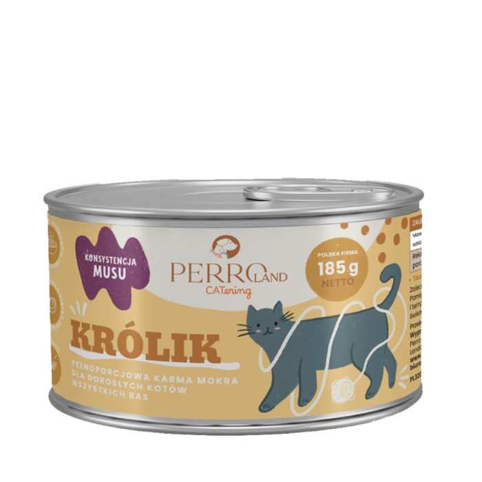 Perro CATering KRÓLIK 185g-mokra karma dla kota