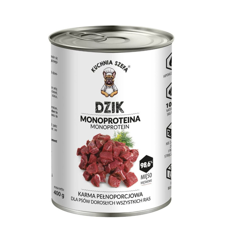 Kuchnia Szefa mokra karma dla psa dzik 400g