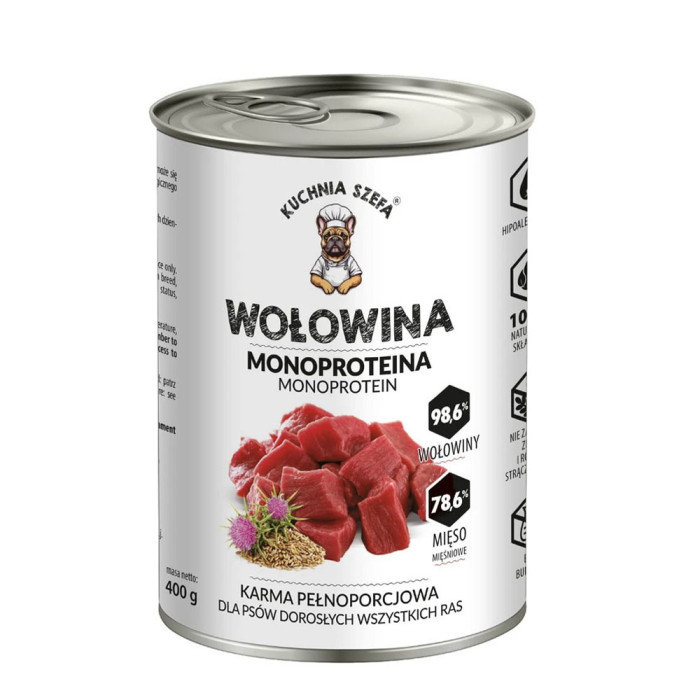 Kuchnia Szefa mokra karma dla psa wołowina 400g