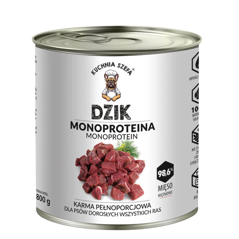 Kuchnia Szefa mokra karma dla psa dzik 800g