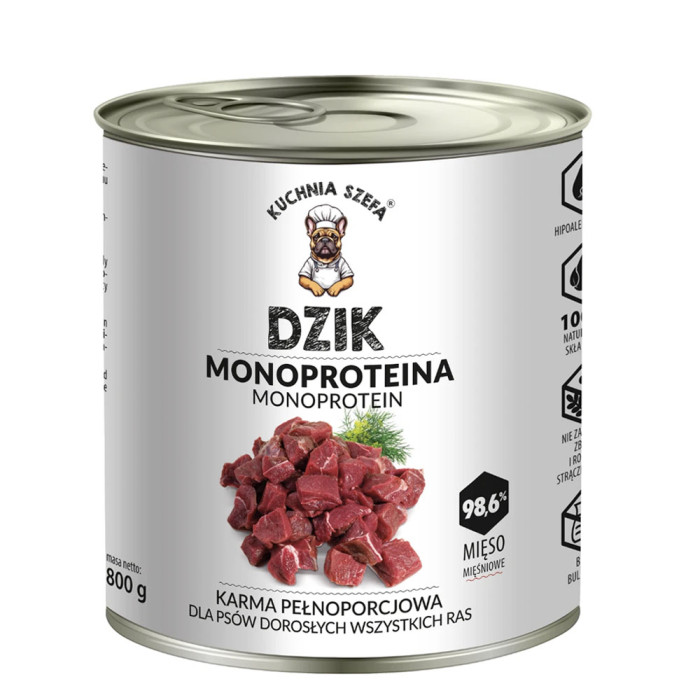 Kuchnia Szefa mokra karma dla psa dzik 800g