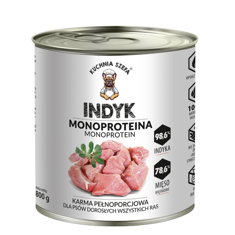 Kuchnia Szefa mokra karma dla psa indyk 800g