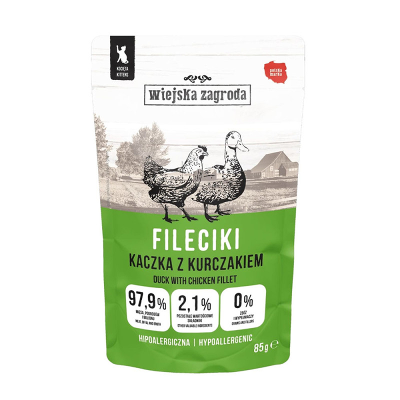 Wiejska Zagroda Filet Kaczka z Kurczakiem 85g kociak saszetka