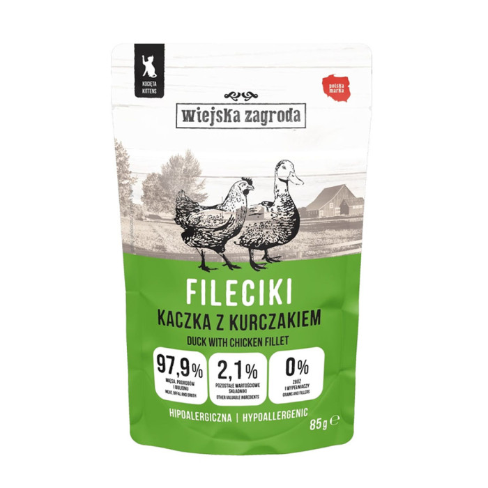 Wiejska Zagroda Filet Kaczka z Kurczakiem 85g kociak saszetka