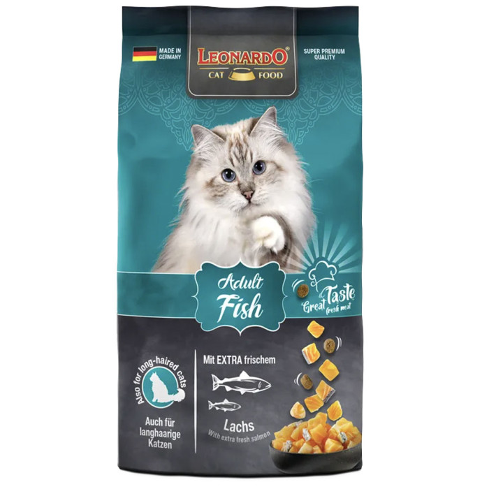 Leonardo Adult Fish Sucha karma dla kotów łosoś i ryż 300g