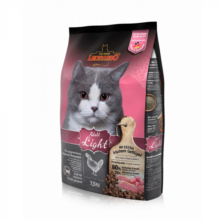 Leonardo Adult Light Sucha karma dla kotów z nadwagą Spełnia wymagania bez przeciążania produkt  7,5kg