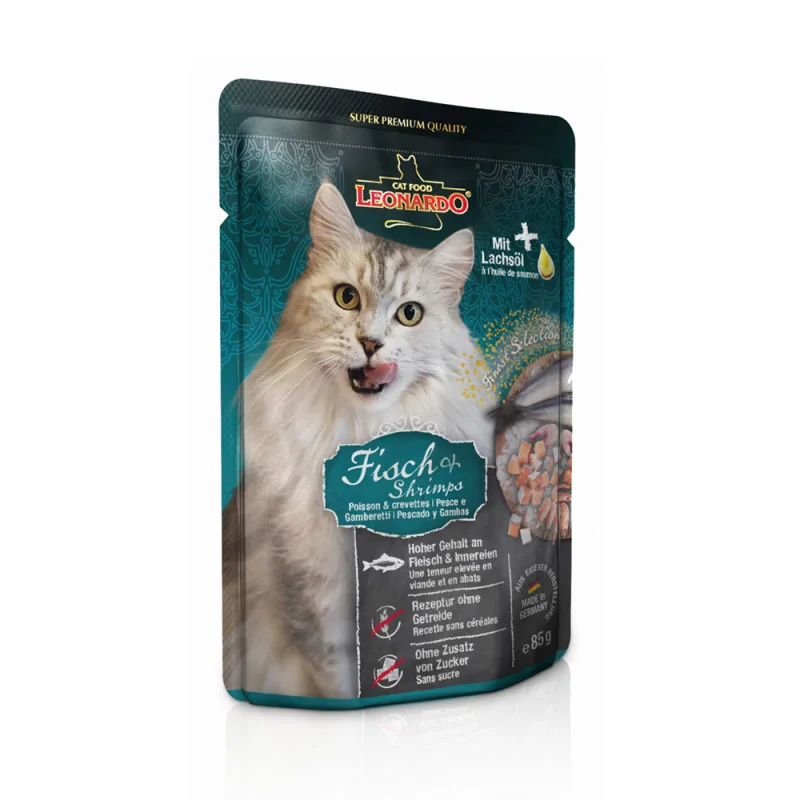 Leonardo Finest Selection Mokra karma dla kotów ryba i krewetki 85g