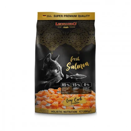 Leonardo Fresh Meat Salmon Sucha karma dla kotów łosoś zawiera składniki roślinne produkt 250g